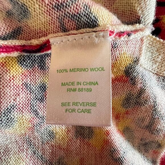 Lilly Pulitzer Pink Floral Merino Wool Knit Sweater Womens Size M - Picture 10 of 12